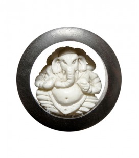 Ganesha bone and ebony inlay