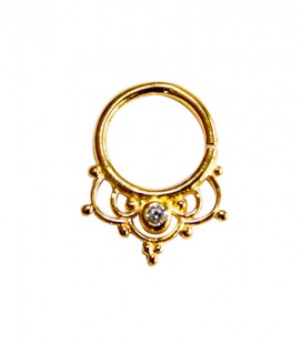 Septum 40 1,2mm- Plain silver gold plated clear zircon
