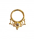 Septum 40 1,2mm plain silver gold plated clear zircon