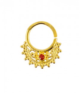 septum 52 12mm plain silver gold plated red zircon