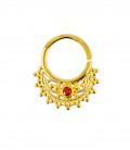 septum 52 -1,2mm plain silver gold plated red zircon