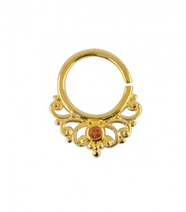 septum 48 -1,2mm-Plain silver gold plated red zircon