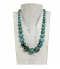 WONDERFUL TURQUOISE BEADS NECKLACE-SILVER CLOSING